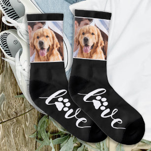 Foto personalizada Pet Love Paw Print Dog Meias