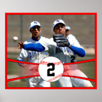 Foto personalizada Red Baseball e Poster do número
