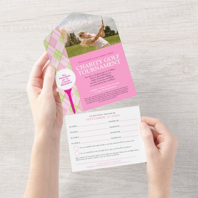 Foto personalizada RSVP do torneio de golfe cor-de (Aba destacável)
