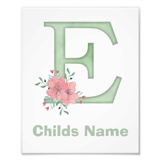 Foto Personalizado - Letra Watercolor E - Impressão de  (Frente)