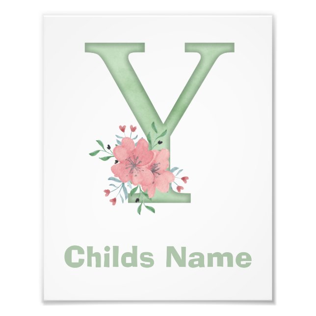Foto Personalizado - Letra Watercolor Y - Impressão de  (Frente)