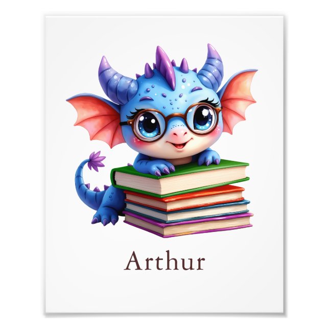 Foto Personalize Dragon Art Print Custom Name Kids Room (Frente)