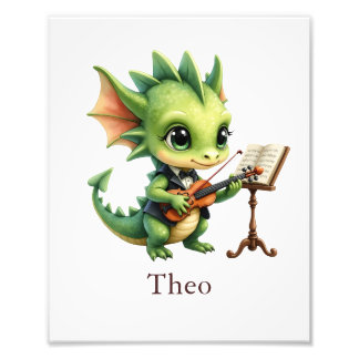 Foto Personalize Dragon Art Print Custom Name Kids Room