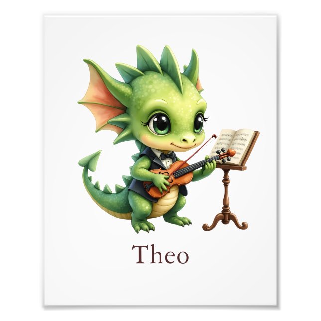 Foto Personalize Dragon Art Print Custom Name Kids Room (Frente)