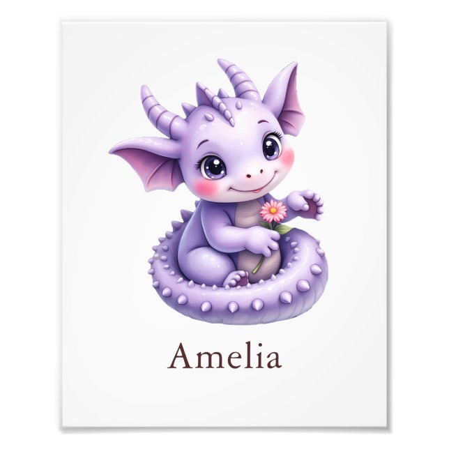 Foto Personalized Purple Dragon Whimsical Nursery Art (Frente)