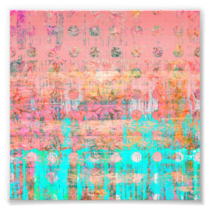 Foto Pêssego e bolinhas resistidas turquesa da pintura