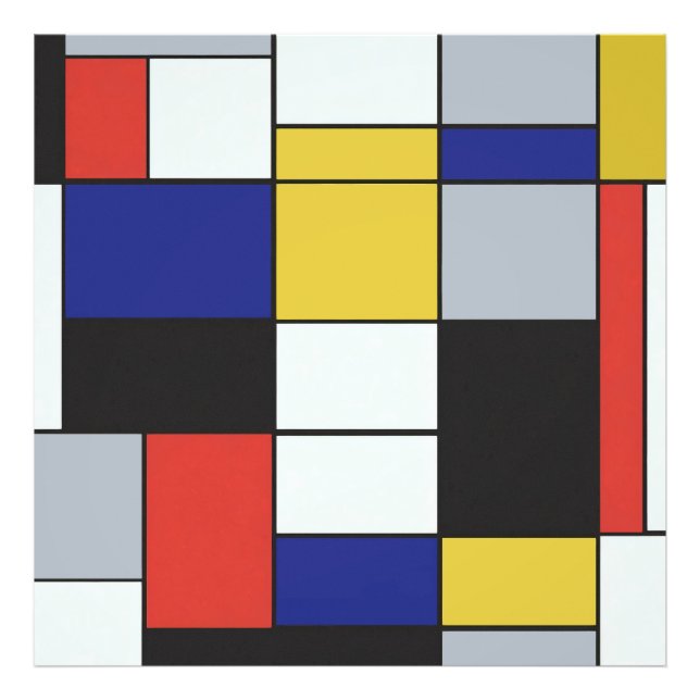 Foto Piet Mondrian - Abstrato Geométrico de Composição (Frente)