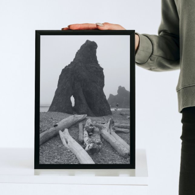 Foto Pilhas do mar costeiro, preto e branco (In Situ Framed)