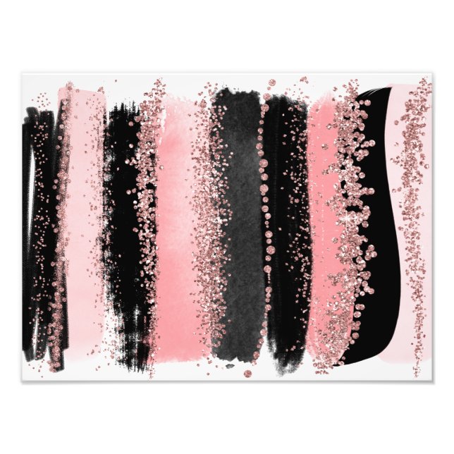 Foto Pincel de Aquarela Traçados Rosa Dourado Faux Glit (Frente)