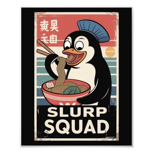Foto Pinguim Comendo Ramen Funny Slurp Squad (Frente)