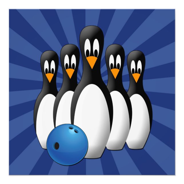 Foto Pins de Boliche de Pinguins Fofos Impressão 24x24 (Frente)