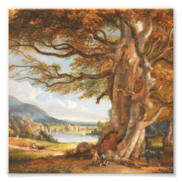 Foto Pintura a Óleo Paisagem Rio Árvore de Carvalho Ant