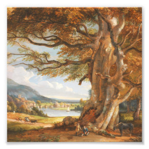Foto Pintura a Óleo Paisagem Rio Árvore de Carvalho Ant