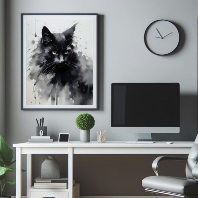 Foto Pintura a tinta preta de gato (Criador carregado)