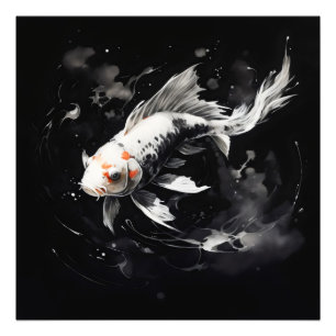 Foto Pintura a tinta preta de peixe koi