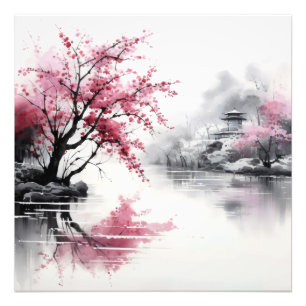 Foto Pintura a Tinta Sakura de Primavera