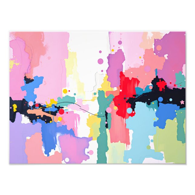 Foto Pintura Abstrata Colorida com Salpicos e Gotas (Frente)
