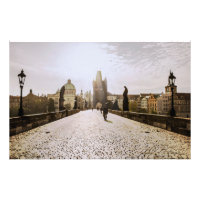 Pintura da ponte de Charles em Praga no nascer do 