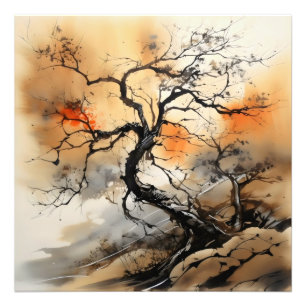 Foto Pintura de Árvore Preta Laranja
