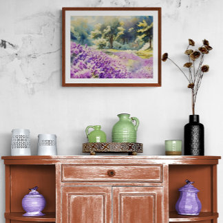 Foto Pintura de Campo de Lavanda em Aquarela