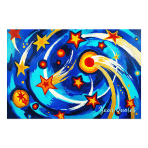 Foto Pintura de Galáxia Azul Turquesa Abstrata Espaço C