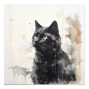 Foto Pintura de Tinta Animal de Gato Preto