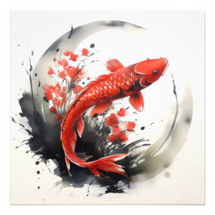 Foto Pintura de Tinta de Peixe Vermelho