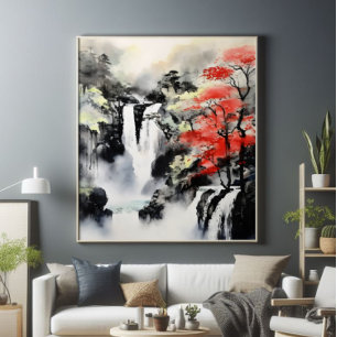 Foto Pintura de tinta em árvore de cascata e mapeamento
