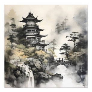 Foto Pintura de tinta no jardim asiático