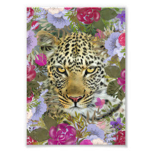 Foto Pintura do Leopardo Safari Selvagem Floral