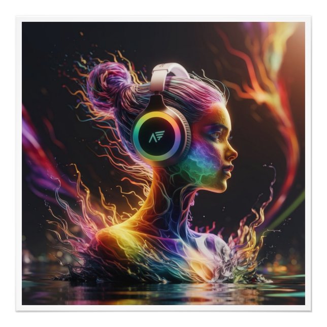 Foto Pintura em água 3D vibrante com Padrões giratórios (Frente)