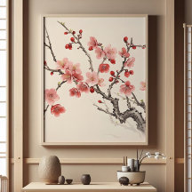 Pintura tradicional Sakura sangrando