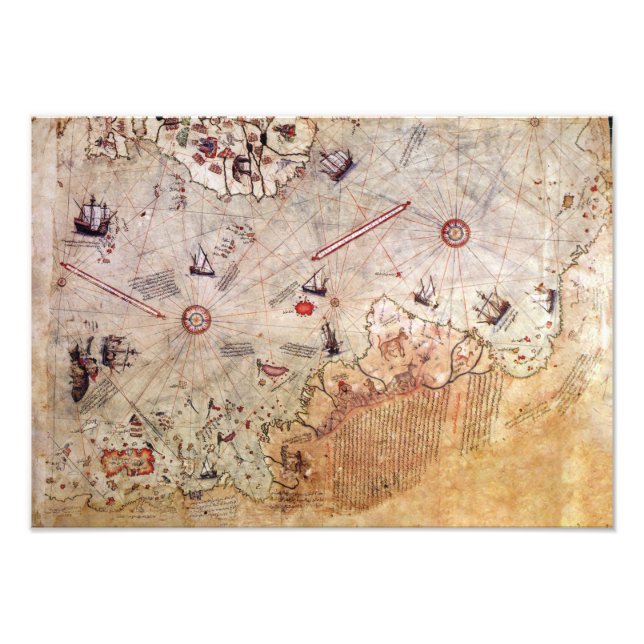 Foto piri reis antiga história do mapa mistério da anti (Frente)