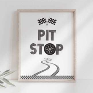 Foto Placa de Pit Stop de Festa de Carros de Corrida