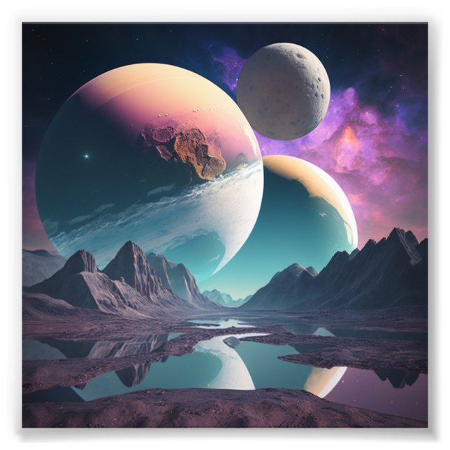 Foto Planètes dans un espace inconnu impression photo (Frente)