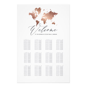 Foto Plano de casamento do mapa do mundo do rosa metáli