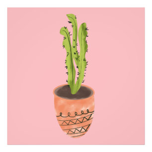 Foto Planta de Cacto Terracota Desenhada à Mão Rosa