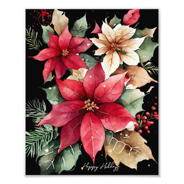 Foto Poinsettia Holly Berry Red White Flower Natal (Frente)