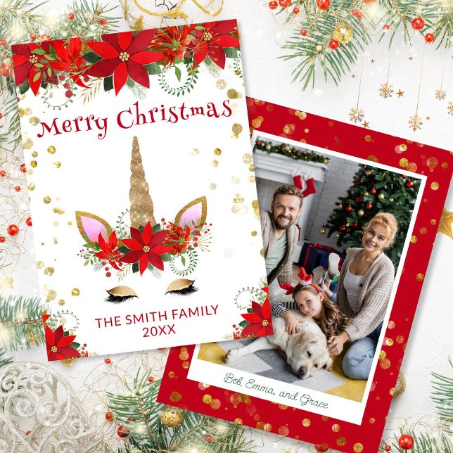 Foto: Poinsettia Unicorn com Cartão de Natal Verme (Criador carregado)