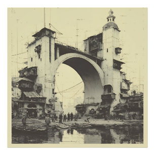Foto Ponte de Arco Sepia Vintage Mercado Fluvial