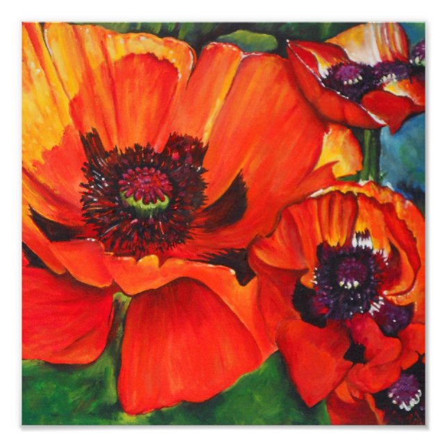 Foto Poppies Orange Oriental Art Impressão (Frente)