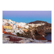 Pôr do sol deslumbrante em cores em Santorini, Gré