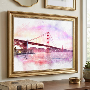 Foto Pôr do sol Golden Gate Bridge Pastel em São Franci