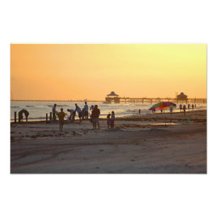 Foto Pôr do sol na praia do oceano