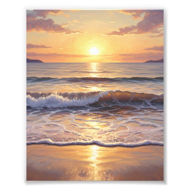 Foto Pôr do Sol no Oceano da Hora Dourada (Frente)