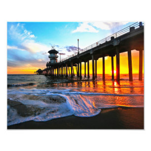 Foto Pôr do sol no Pier de Huntington Beach 