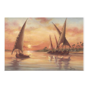 Foto Pôr do Sol no Rio Nilo Feluccas Arte