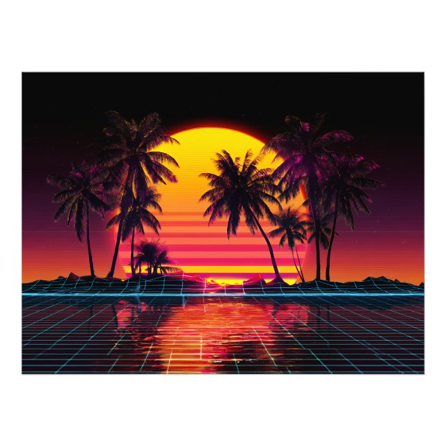 Foto Pôr do Sol Palma Grade Neon (Frente)