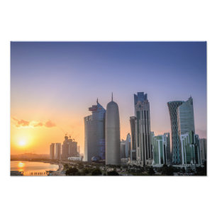 Foto Por do sol sobre a cidade de Doha, Qatar