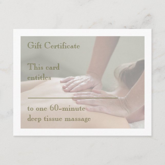 Foto por Massagem Sueca - Back - Gift Certificate (Frente)